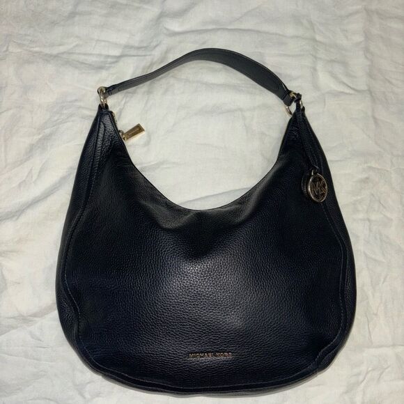 Michael Kors Lydia Black Leather Large Shoulder HOBO Bag - Picture 16 of 16